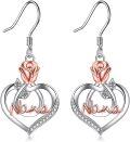 wholesale Nana Earrings With Rose Flower 925 Sterling Silver Dangle Earrings Nana Jewelry -0-0