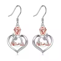 TOUPOP Sterling Silver Rose Flower Dangle Earrings Nana Jewelry-undefined