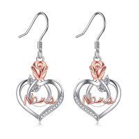 TOUPOP Sterling Silver Rose Flower Dangle Earrings Nana Jewelry-undefined