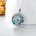TOUPOP Sterling Silver Abalone Shell J Family Tree Of Life Necklace-0-5