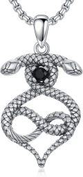wholesale Snake Necklace For Men Women S925 Sterling Silver Snake Infinity Necklace With Cubic Zirconia 22”+2” Chain For Anniversary Christmas Birthday Gifts For Her Him -0-0