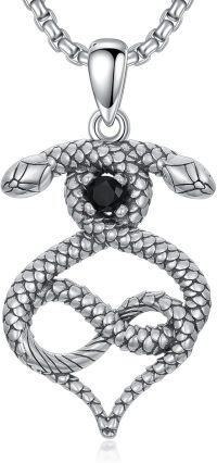 wholesale Snake Necklace For Men Women S925 Sterling Silver Snake Infinity Necklace With Cubic Zirconia 22”+2” Chain For Anniversary Christmas Birthday Gifts For Her Him -undefined