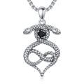 TOUPOP Sterling Silver Cubic Zirconia Snake Infinity Necklace 22"+2" Chain-0-0