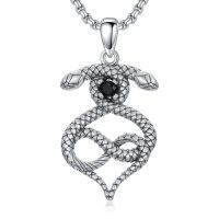 TOUPOP Sterling Silver Cubic Zirconia Snake Infinity Necklace 22"+2" Chain-undefined
