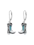 TOUPOP Sterling Silver Turquoise Cowgirl Western Dangle Earrings-0-0