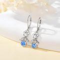 wholesale 925 Sterling Silver Blue Crystal Heart Dog Cat Paw Print Dangle Earrings for Women-0-1