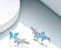 wholesale 925 Sterling Silver White Fire Opal Butterfly Wing Ear Climber Crawler Studs for Women-0-8