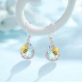 wholesale 925 Sterling Silver Blue Moonstone Honeybee Teardrop Leverback Drop Earrings-0-2