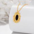 wholesale Gold-Plated 925 Sterling Silver with Black Onyx Oval Pendant Necklace for Women-0-3