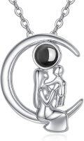 wholesale 925 Sterling Silver Love on the Moon Family Pendant Necklace for Mom and Daughter Gifts-0-0
