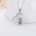 wholesale 925 Sterling Silver Heart Angel and Wolf Pendant Necklace with Cubic Zirconia for Women Girls 45cm Chain Length-0-2