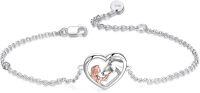 wholesale 925 Sterling Silver Heart Unicorn Charm Bracelet for Women-Horse Bracelet silver