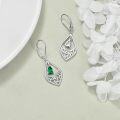 wholesale 925 Sterling Silver Teardrop Green Emerald & Red Garnet Filigree Drop Leverback Earrings for Women Valentines Day Gifts-0-2
