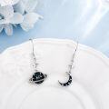 wholesale 925 Sterling Silver Starry Galaxy Planet & Crescent Moon Drop Earrings-0-2