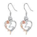 TOUPOP Sterling Silver Rose Heart Butterfly Initial Z Letter Drop Dangle Earrings-0-0