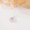 wholesale 925 Sterling Silver Pink Enamel Round Pendant with Yorkshire Terrier Charm for Women's Necklaces Gifts-0-2