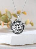 wholesale 925 Sterling Silver Star of David Cross Pentacle Pendant Necklace-0-4