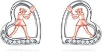 wholesale 925 Sterling Silver Sports Basketball Player Heart Stud Earrings s for Women-Tennis