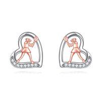 wholesale 925 Sterling Silver Sports Basketball Player Heart Stud Earrings s for Women-Tennis