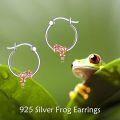 wholesale 925 Sterling Silver Frog Hoop Earrings for Sensitive Ears Cute Animal Gifts for Women-0-2