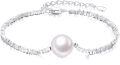 wholesale 925 Sterling Silver 10mm Freshwater Pearl Adjustable Bracelet Gift for Women-0-0