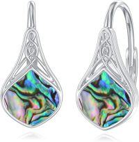 wholesale 925 Sterling Silver Black Onyx Celtic Teardrop Dangle Earrings  for Women-Abalone Shell Celtic Drop