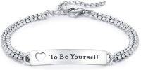wholesale 925 Sterling Silver To Be Yourself Inspirational Quote ID Bar Chain Link Bracelet-B-Engraved