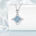wholesale 925 Sterling Silver Blue Opal Pentagram Moon Star Pendant Necklace-0-1