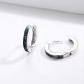 wholesale 925 Sterling Silver Opal Hoop Earrings for Women - Hinged Huggie Earrings Hypoallergenic  for Sensitive Ears-0-2