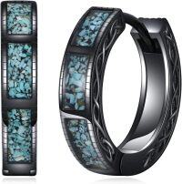 wholesale 925 Sterling Silver Turquoise Stone Viking Triangle Celtic Rune Huggie Hoop Earrings  for Women Men-Celtic Knot