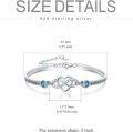 wholesale 925 Sterling Silver Blue Crystal Grandmother and Granddaughter Infinity Heart Bracelet-0-3