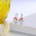 wholesale 925 Sterling Silver Red Toadstool Leverback Earring Set 3D Mushrooms Nature Inspired Jewelry for Women Girls Gift Idea-0-3