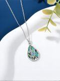 wholesale 925 Sterling Silver Tree of Life Abalone Shell Teardrop Pendant Necklace for Women Romantic s-0-2
