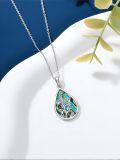 wholesale 925 Sterling Silver Tree of Life Abalone Shell Teardrop Pendant Necklace for Women Romantic s-0-2