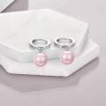 wholesale 925 Sterling Silver Black Pearl Drop Hoop Earrings for Women-0-6