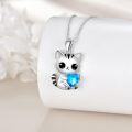 wholesale 925 Sterling Silver Cat Heart Cubic Zirconia Pendant Necklace Cute Animal  for Women Men-0-3