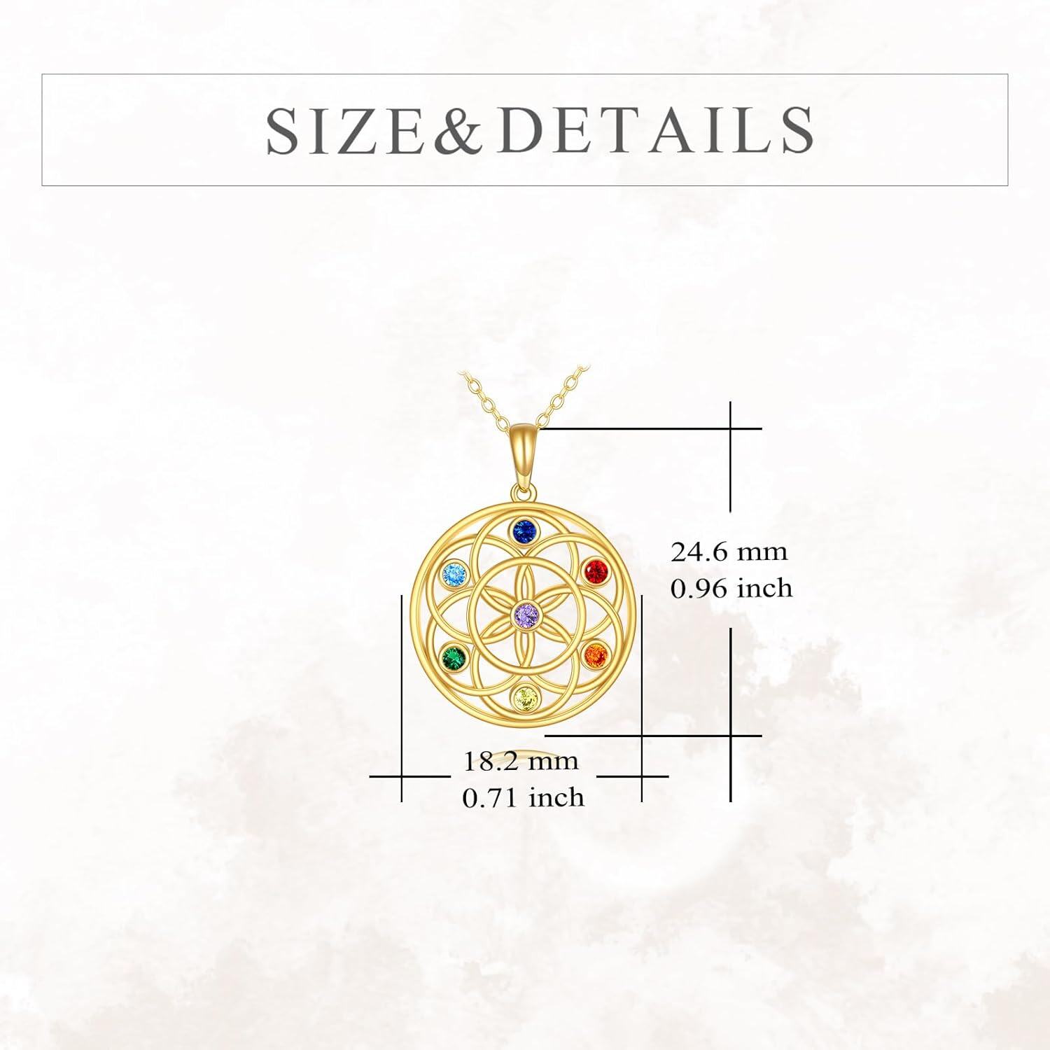 wholesale 14K Gold 7 Chakra Tree of Life Pendant Necklace - Yoga Spiritual Healing s for Women-0-3