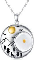 wholesale 925 Sterling Silver Wolf Moon Night Scene Locket Pendant Necklace for Women Girls-0-0