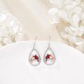 wholesale 925 Sterling Silver Teardrop Red Cardinal Bird Drop Earrings-0-2