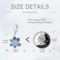 wholesale 925 Sterling Silver Blue Flower Drop Earrings with Leverback Hooks for Women's Holiday Gifts-0-1