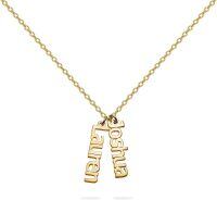 wholesale Gold 925 Sterling Silver Copper Vertical Two Name Necklace Customizable Pendant s for Women Men-Gold Sterling Silver