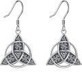 wholesale 925 Sterling Silver Triquetra Knot Drop Earrings with Celtic Design-0-0