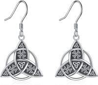 wholesale 925 Sterling Silver Triquetra Knot Drop Earrings with Celtic Design-Trinity Knot