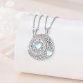 wholesale 925 Sterling Silver Metal Stone BFF Necklace Set with Moonstone and Celtic Knot Design - 3 Pendants (Heart/Sunflower/Butterfly)-0-4