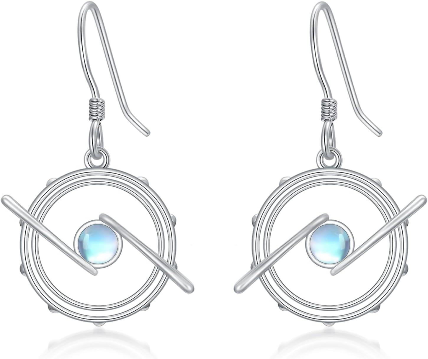 wholesale 925 Sterling Silver Moonstone Evil Eye Drop Earrings - Unique Gift for Her-0-0