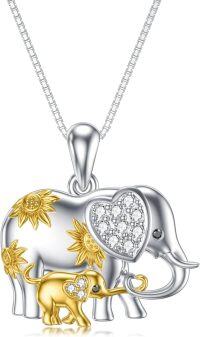 wholesale 925 Sterling Silver Elephant & Cub Pendant Necklaces - Mommy and Me Gifts for Women-Elephant-mom&1 child