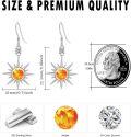 wholesale 925 Sterling Silver Starburst Orange Stone Dangle Earrings - Sunlight Inspired s-0-4