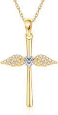 wholesale 14K Gold Guardian Angel Cross Pendant Necklace for Women - Christmas Gift-0-0