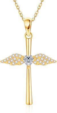 wholesale 14K Gold Guardian Angel Cross Pendant Necklace for Women - Christmas Gift-cross
