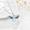wholesale 925 Sterling Silver Heart-Shaped Moonstone Bat Pendant Necklace for Women Girls  48cm Chain Length-0-1
